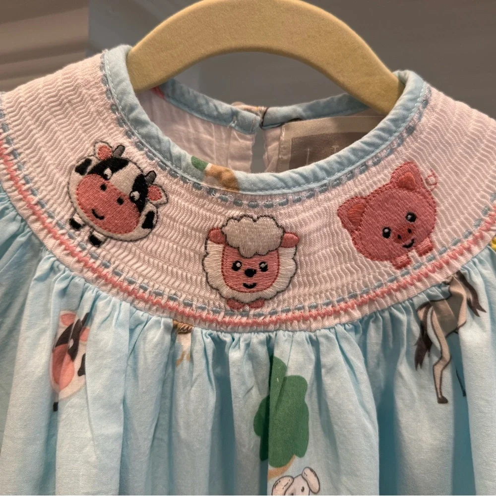Lil Cactus Smocked Farm Animal Dress | Size 2T - Picture 2 of 6
